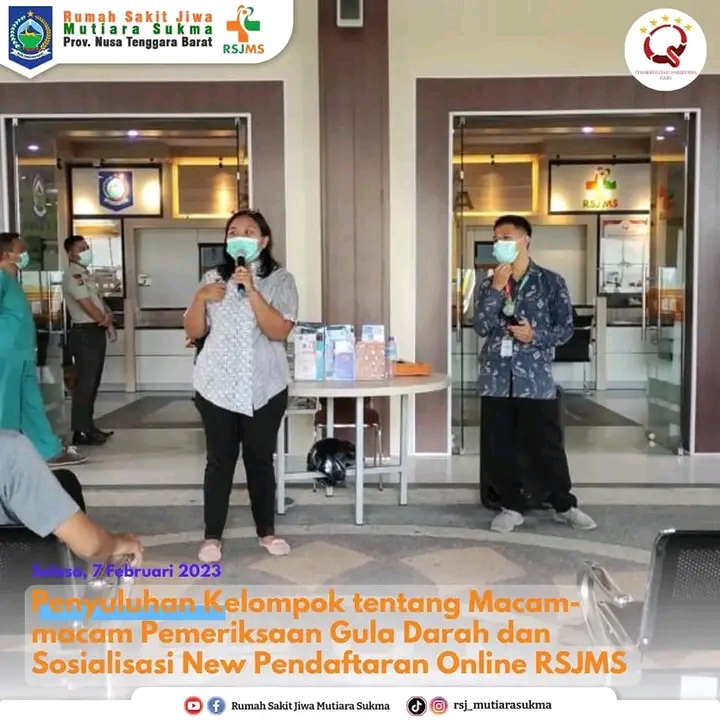 PENYULUHAN KELOMPOK TENTANG MACAM - MACAM PEMERIKSAAN GULA DARAH DAN SOSIALISASI NEW PENDAFTARAN ONLINE