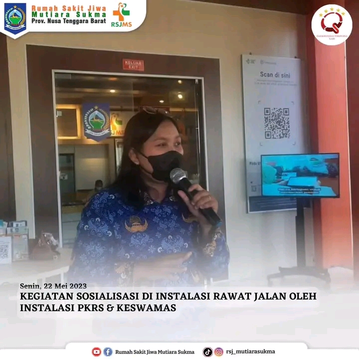 KEGIATAN SOSIALISASI DI INSTALASI RAWAT JALAN OLEH INSTALASI PKRS DAN KESWAMAS