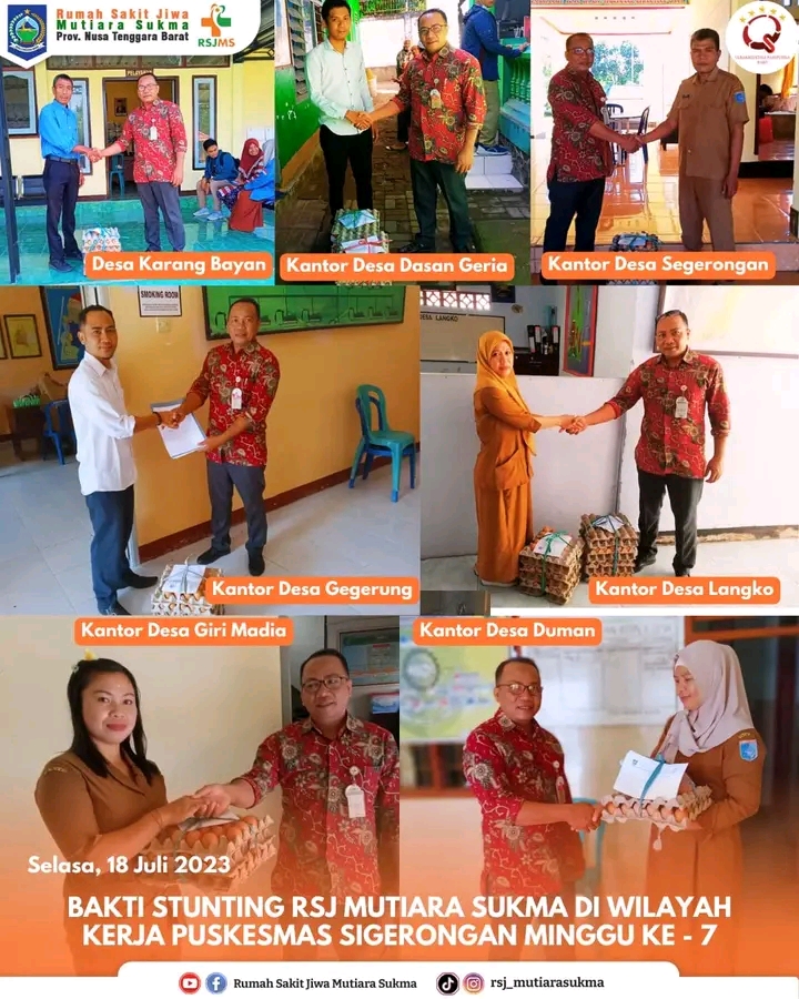 BAKTI STUNTING RSJ MUTIARA SUKMA DI WILAYAH KERJA PUSKESMAS SIGERONGAN MINGGU KE - 7