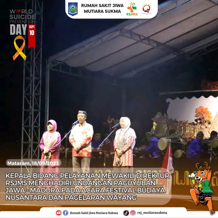 KEPALA BIDANG PELAYANAN MEWAKILI DIREKTUR RSJMS MENGHADIRI UNDANGAN PAGUYUBAN JAWA - MADURA PADA ACARA FESTIVAL BUDAYA NUSANTARA DAN PAGELARAN WAYANG