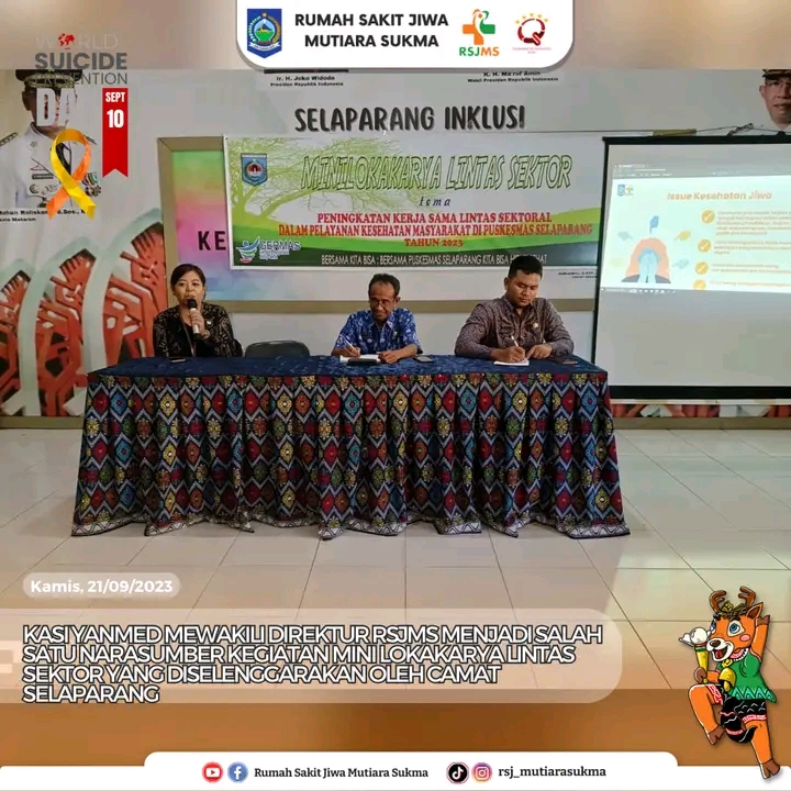 KASI YANMED MEWAKILI DIREKTUR RSJMS MENJADI SALAH SATU NARASUMBER KEGIATAN MINI LOKAKARYA LINTAS SEKTOR YANG DISELENGGARAKAN OLEH CAMAT SELAPARANG