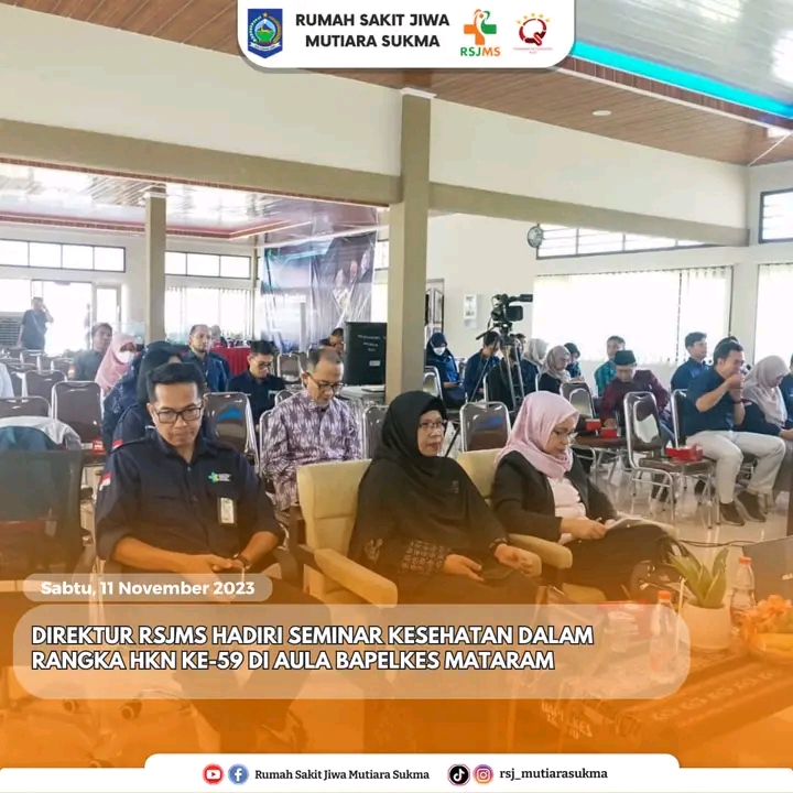 DIREKTUR RSJMS HADIRI SEMINAR KESEHATAN DALAM RANGKA HKN KE-59 DI AULA BAPELKES MATARAM