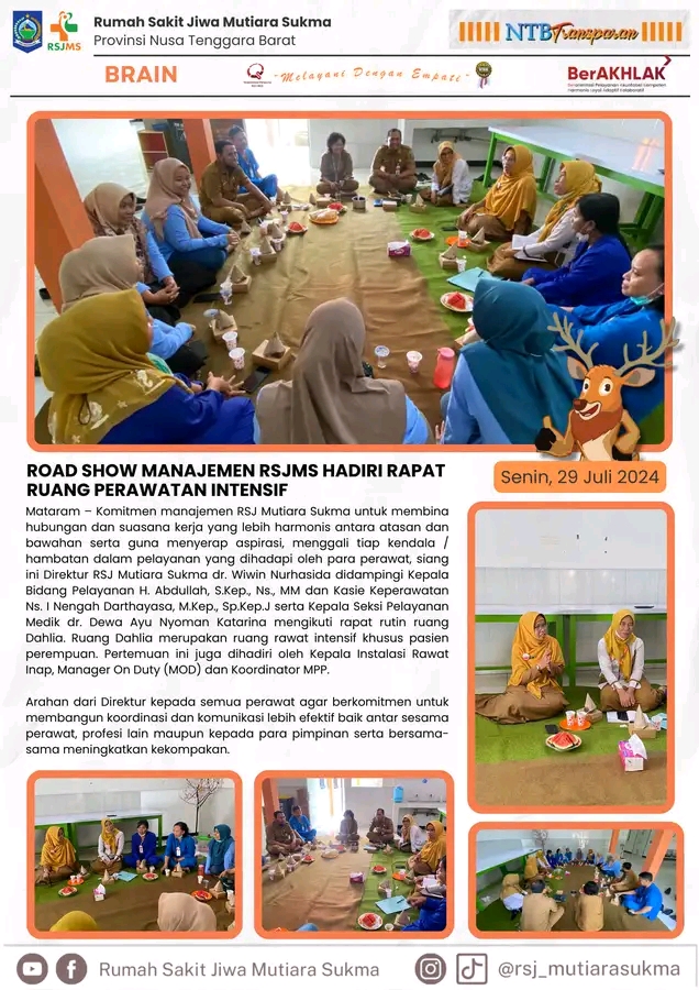 ROAD SHOW MANAJEMEN RSJMS HADIRI RAPAT RUANG PERAWATAN INTENSIF