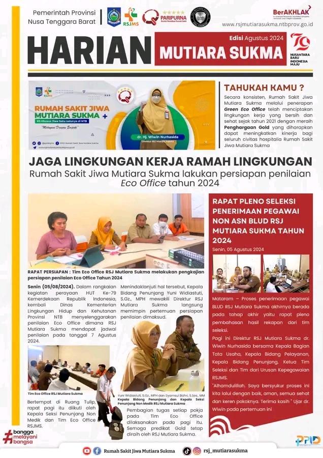 JAGA LINGKUNGAN KERJA RAMAH LINGKUNGAN RUMAH SAKIT JIWA MUTIARA SUKMA LAKUKAN PERSIAPAN PENILAIAN ECO OFFICE TAHUN 2024