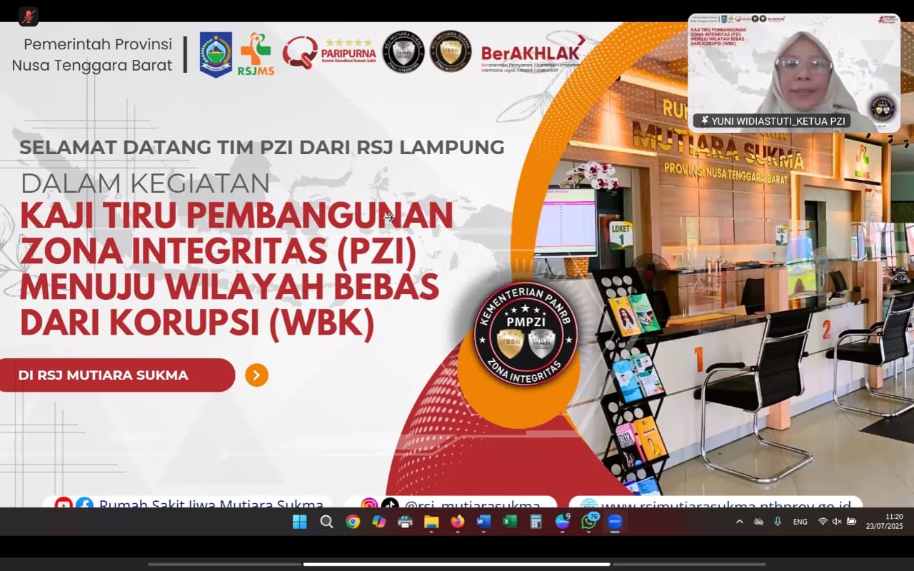 RSJ MUTIARA SUKMA SAMBUT BAIK STUDI TIRU PZI MENUJU WBK DARI RSJD PROV. LAMPUNG SECARA DARING